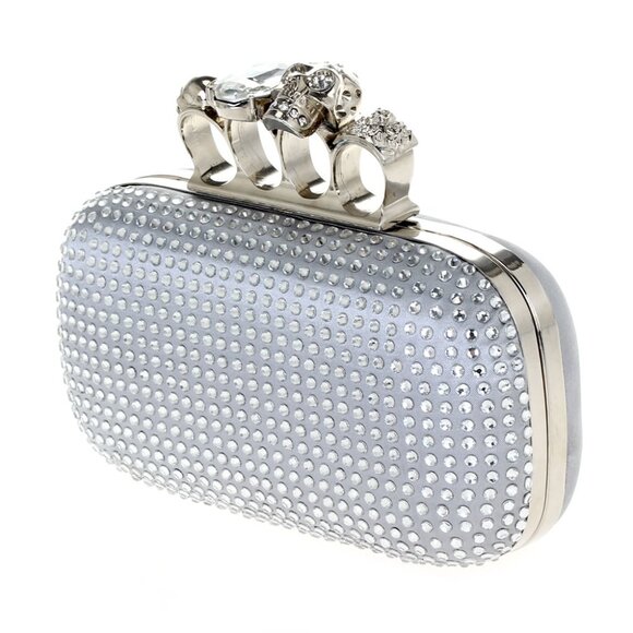 NWT silver knuckle clutch with rhinestones - Picture 2 of 8